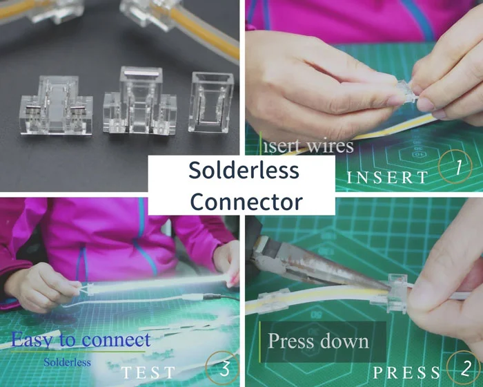 How to Cut | Connect | Power COB LED Strip Lights 5 use solderless connector