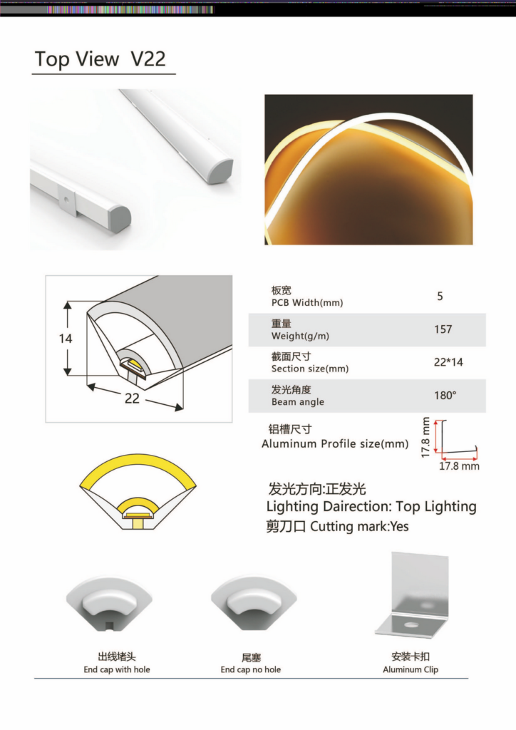 round linear led channel system TVV22
