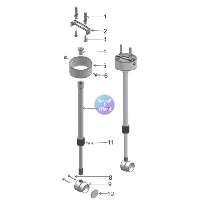 A02D25 Round silicone tube installation accessories - Metal base telescopic rod horizontal hanging installation system (with PC tube)