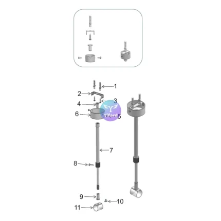 A08D25 Round silicone tube installation accessories - Telescopic rod shaped parts (without electrcity / without PC tube)
