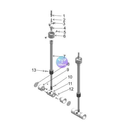 A12D25 Round silicone tube installation accessories - Lifting butt joint of telescopic rod aluminum alloy base (with electrified bolt /without PC tube)