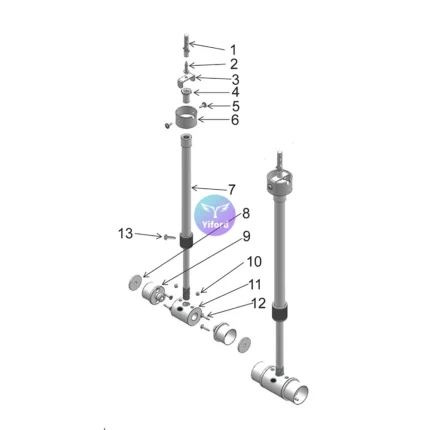 A13D25 Round silicone tube installation accessories - Lifting butt joint of telescopic rod aluminum alloy base (with electrified bolt /withPC tube)