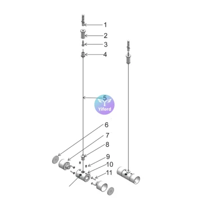 A14D25 Round silicone tube installation accessories - Hanging wire butt joint (with electrified bolt /without PC tube)