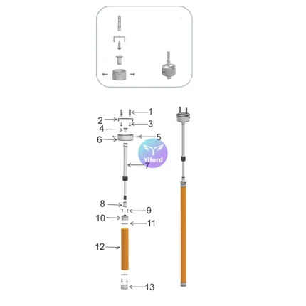A16D25 Round silicone tube installation accessories - Vertical lifting piece of telescopic rod (without PC tube)