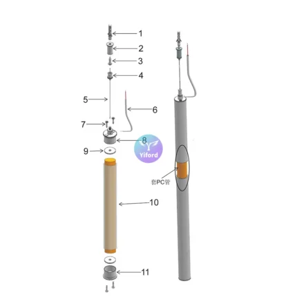 A19D25 Round silicone tube installation accessories - Hanging wire Vertical lifting parts (with electric bolts /with PC tube)