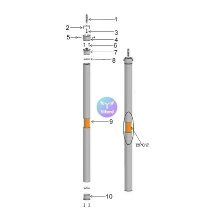 A21D25 Round silicone tube installation accessories - Aluminum alloy base Vertical lifting parts (with PC tube)