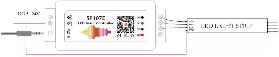 Bluetooth Addressable Music LED Controller SP107E